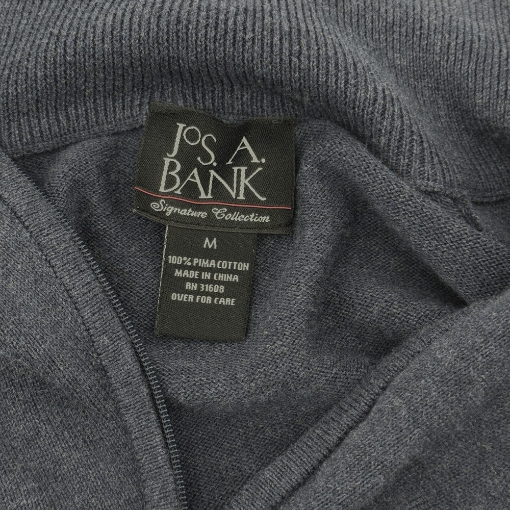 Jos.‎ A. Bank 1/4 Zip Sweater Mens M Signature Collection Pima Cotton Blue Knit - Picture 4 of 8